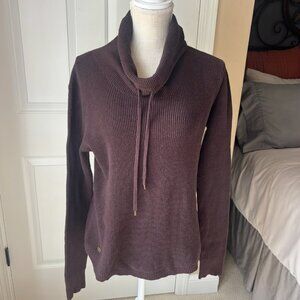Ralph Lauren - Thermal Knit Cowl Neck Brown Sweater - 100% Cotton (Size: M)